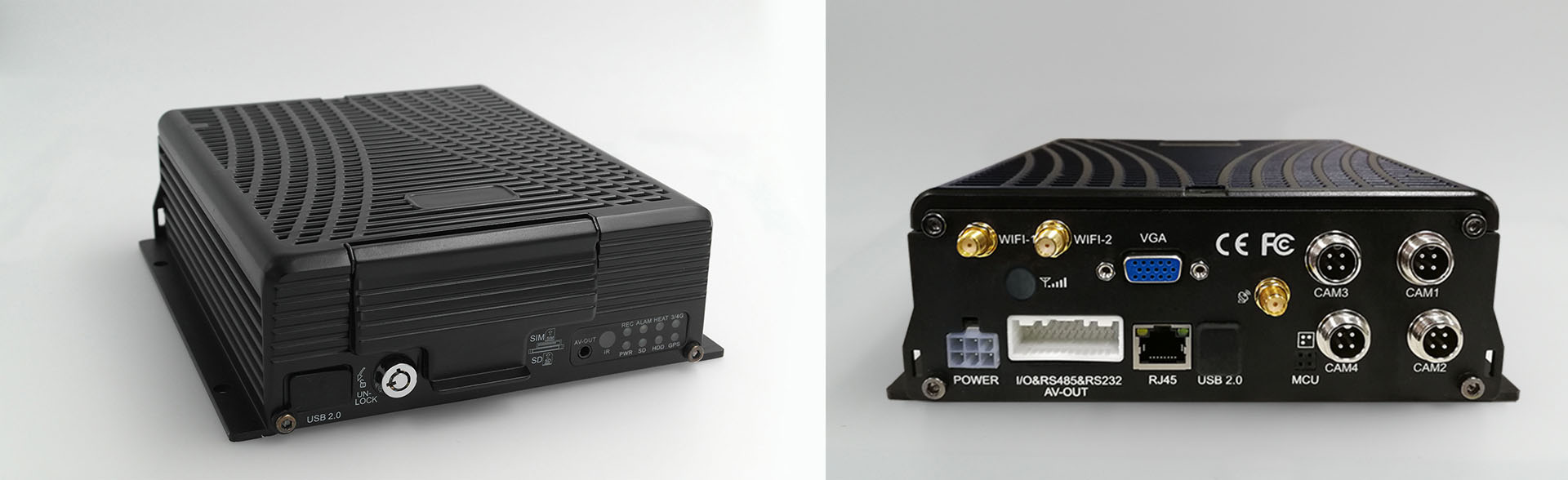 4CH Hard disk MDVR JH4-HD (V2) Front and Rear Panel Interfaces 4CH Hard disk MDVR JH4-HD (V2) Front and Rear Panel Interfaces