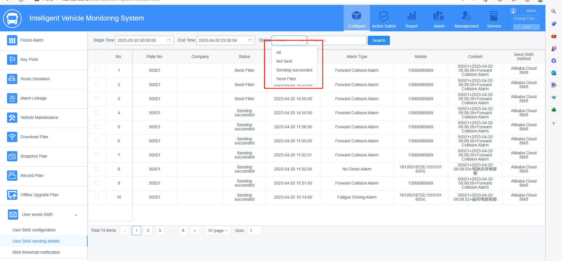 SMS Push Settings for IVMS Picture9 SMS Push Settings for IVMS Picture9