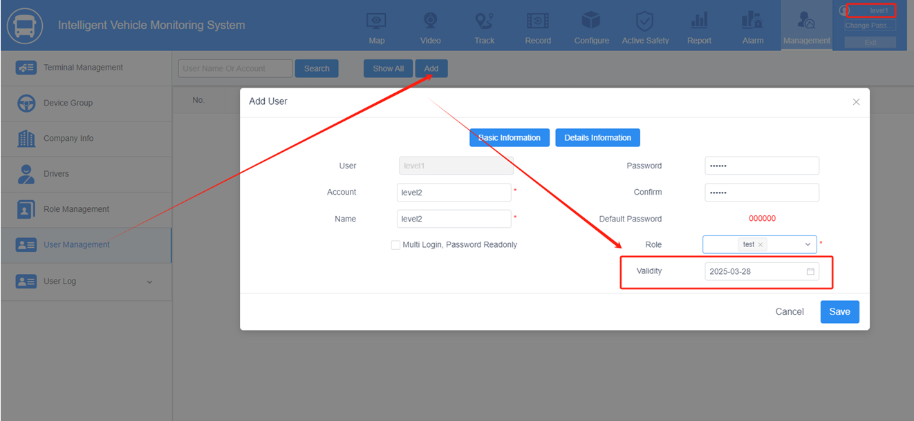 How to set the account validity & license and role in IVMS? Picture3