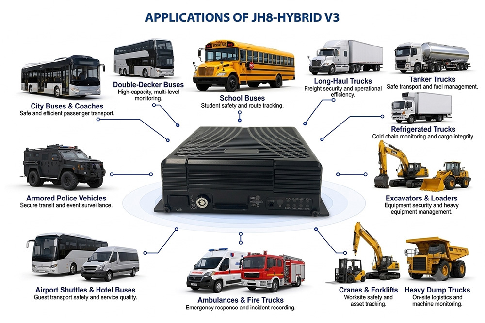 AI Mobile NVR JH8-HYBRID V3 Applications