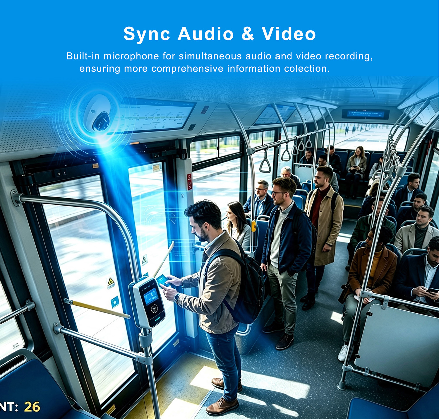JI-MC947 AI Passenger Counter Camera Features - Sync Audio & Video